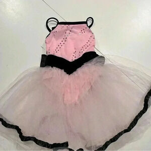 Weissman dance competition costume tutu pink big bow size‎ XSC girls